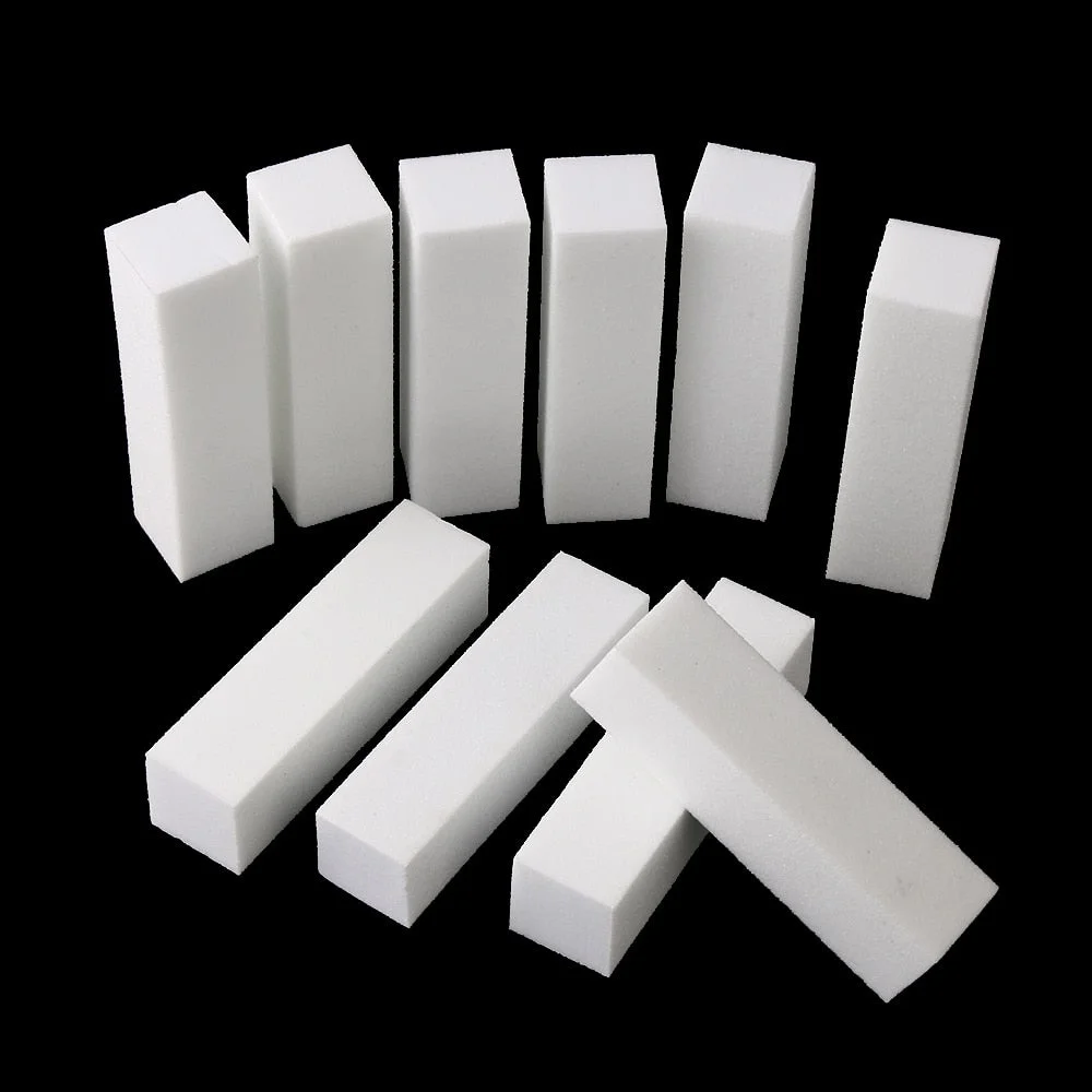 10Pcs/Set White Nail File Block Nail Polisher Sanding Nail Buffer Polishing Blocks Manicure Tools DIY Nail Art Accessories-Nail Inspo