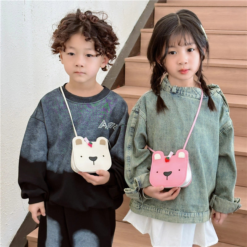 Women’s Pu Leather Bear Cute Square Open Shoulder Bag