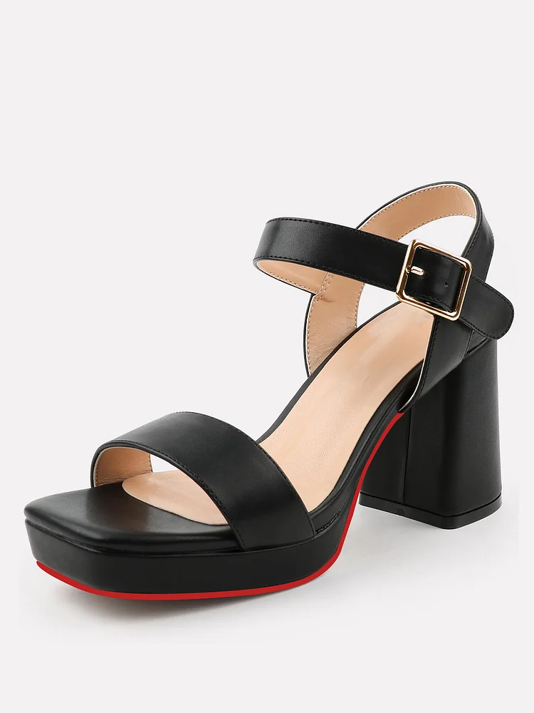 90mm Women's  Platform High Chunky Heels Ankle Strap Block  Party Heeled Sandals Wedding Party Evening Shoes Red Bottom Pumps 