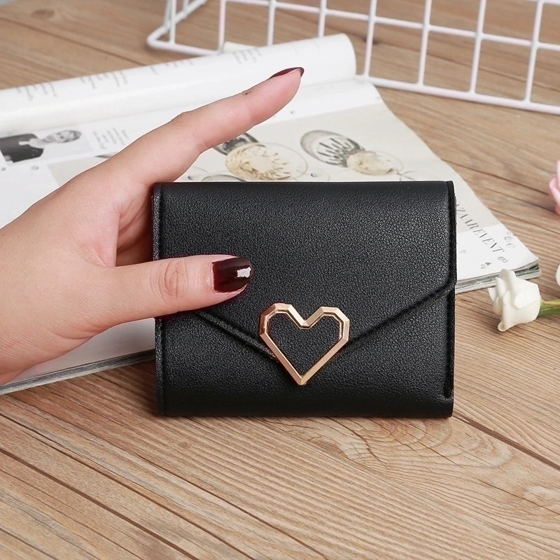 3 Pieces Retro Three-Fold Heart-Shaped Buckle Wallet