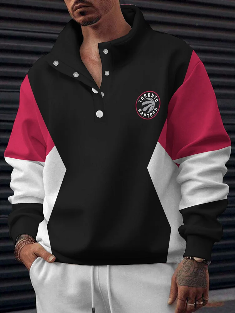 Toronto Raptors 2025 New Design Casual Snap Mockneck Pullover