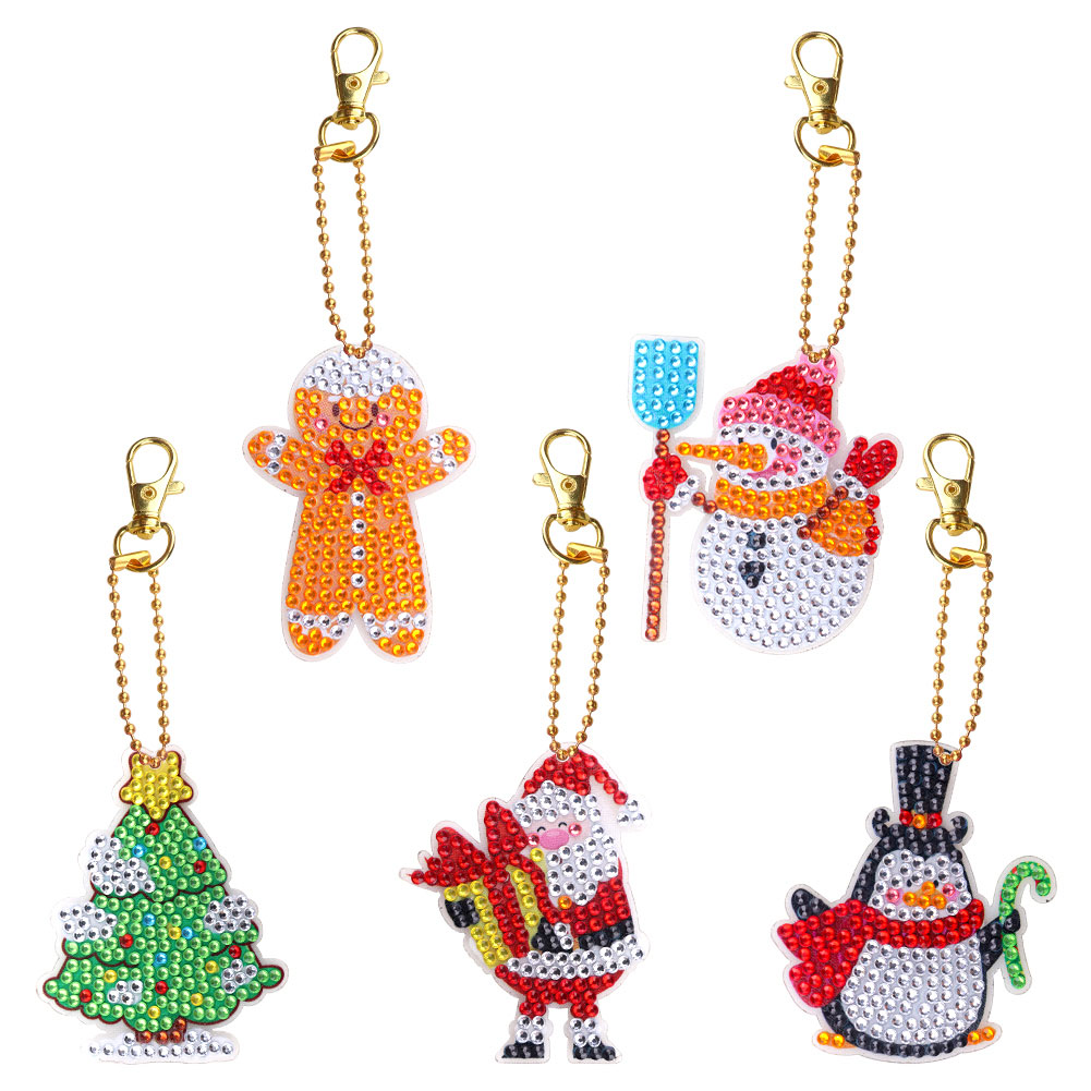 

5pcs Christmas Double Sided - 5D DIY Craft Keychain, 501 Original