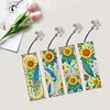 (US Local)4Pcs Special Shape Sunflower Feather Diamond Painting Bookmark Art Projects