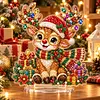 DIY Pearl Diamond Painting Acrylic Stand, Christmas Double-Sided Printed Tabletop Decoration, Special Shaped Diamond Art Craft Kit for Home Decor