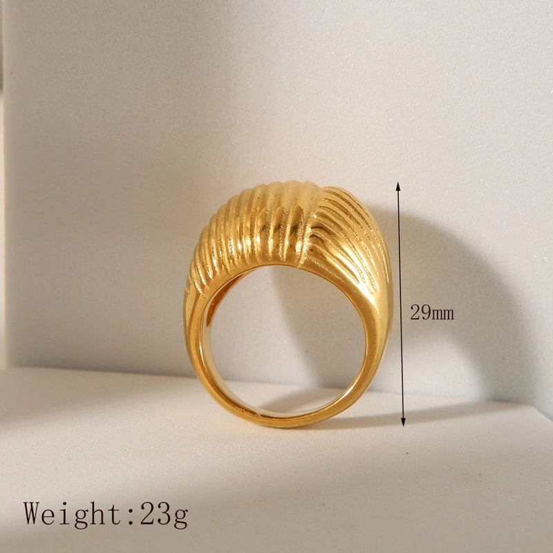 Vintage Style Exaggerated Oval 304 Stainless Steel 18K Gold Plated Rings