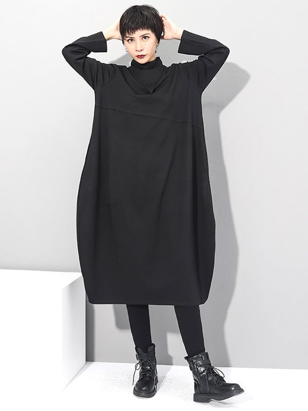 Original Solid Irregularity Split-Joint Dress