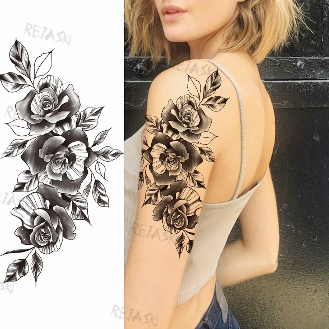 Sdrawing Big Lion Crown Temporary Tattoos For Men Women Tiger Flower Cross Skull Realistic Fake Tattoo Body Art Tatoo Sticker