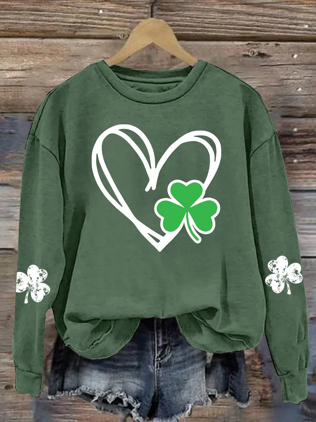 Women Long Sleeve Scoop Neck Graphic St. Patrick's Day Tops