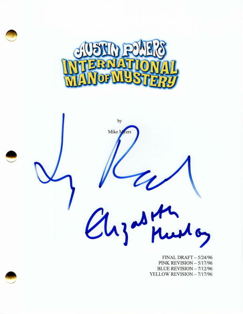 JAY ROACH & ELIZABETH HURLEY SIGNED AUTOGRAPH - AUSTIN POWERS MOVIE SCRIPT, LIZ