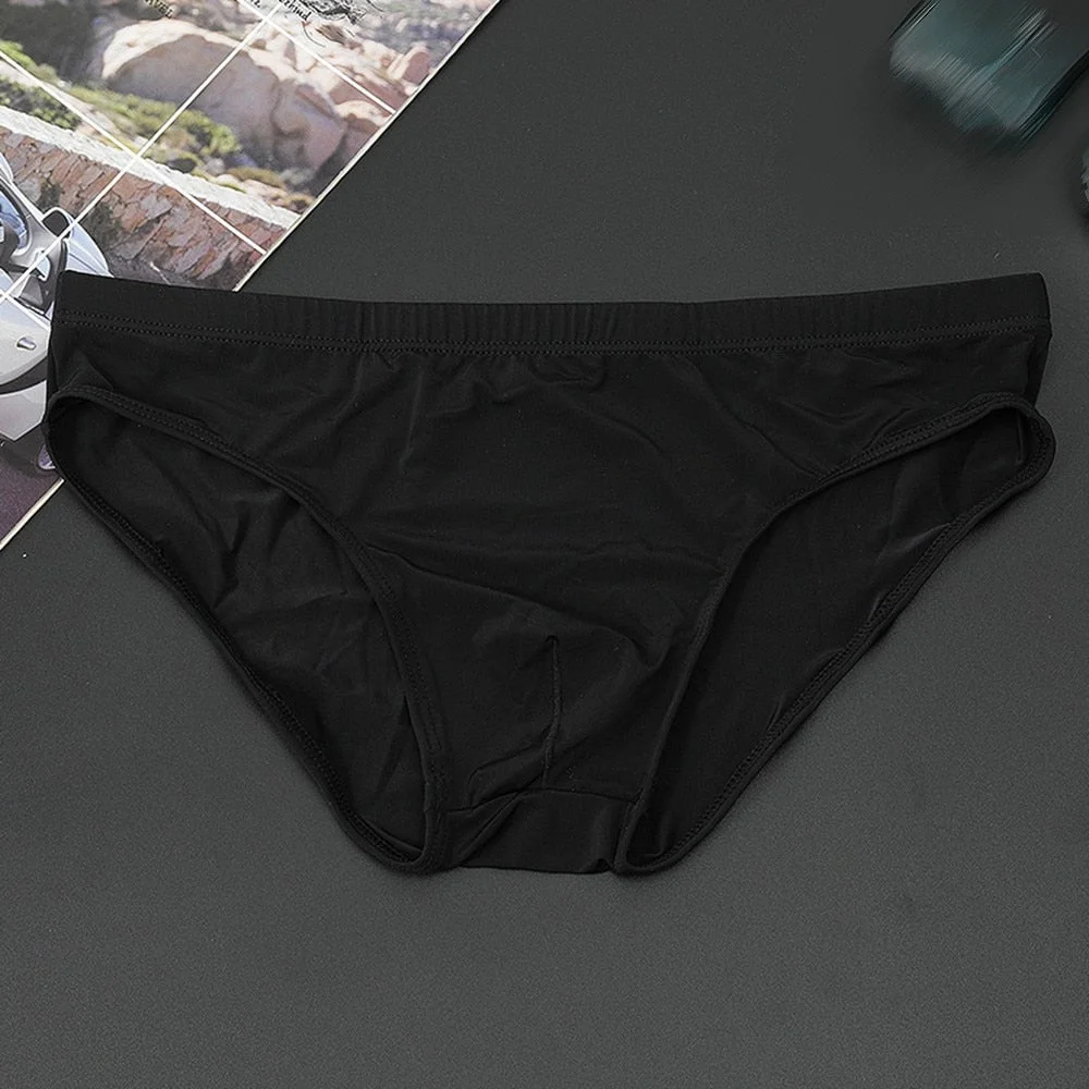 Aonga Men's Briefs Seamless Ice Silk Breathable Transparent Ultra-thin Underpants  Men Pantie Elastic Underwear bottom shorts pant