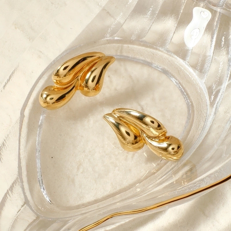 1 Pair Elegant Streetwear Water Droplets Three-dimensional 304 Stainless Steel K Gold Plated Rhodium Plated Ear Studs