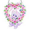 DIY Special Shaped Diamond Painting Wall Decor Wreath Kit(Rose White Cat)