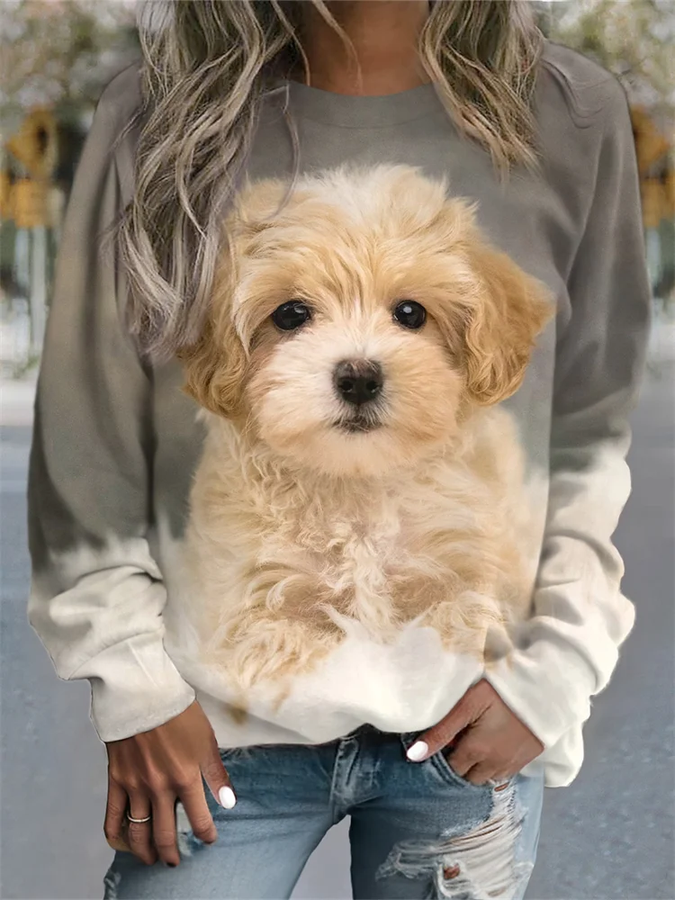 Women's Cute Dog Print Sweatshirt