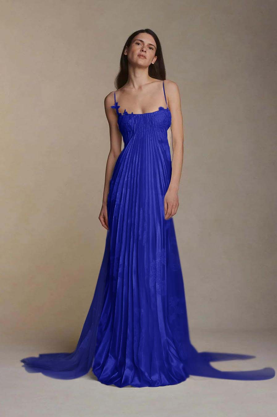 Lvs&Broner Stain Spaghetti Strap Sleeveless Long Prom Dress With Appliques