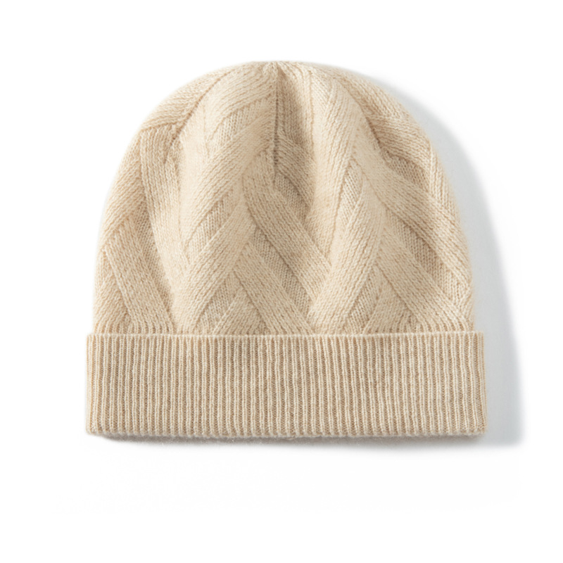 100% Cashmere Cuffed Beanies Casual Style REAL SILK LIFE