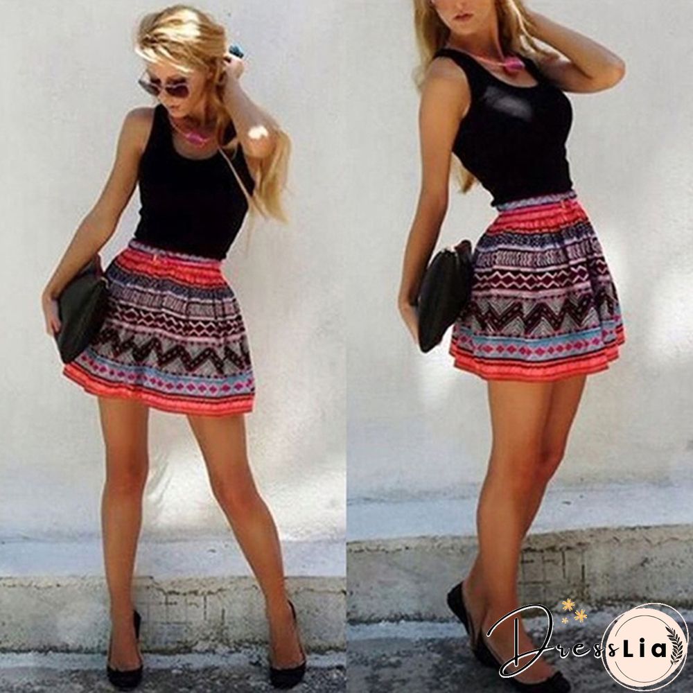 Women Print Patchwork Sundress Sleeveless A-Line Mini Cocktail Dress