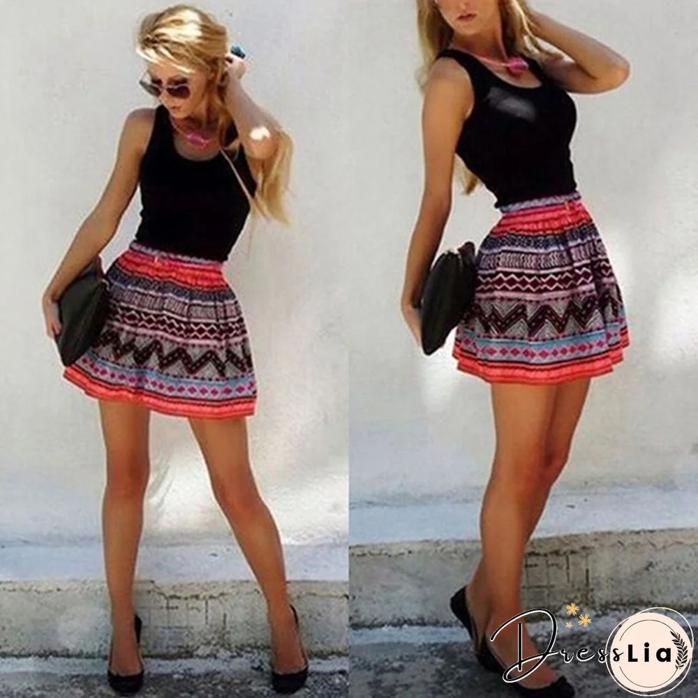 Women Print Patchwork Sundress Sleeveless A-Line Mini Cocktail Dress