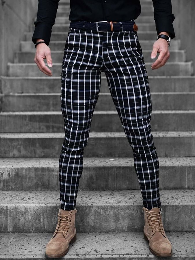 Men's Check Slim Stretch Pants 