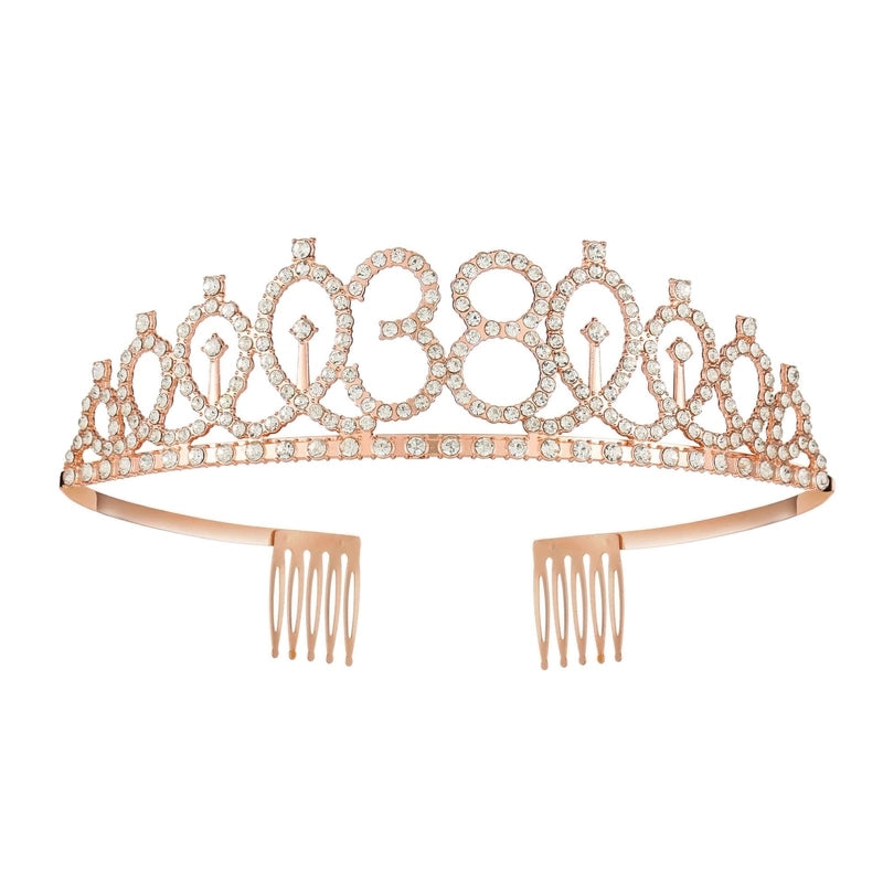 Women’s IG Style Shiny Number Crown Alloy Hollow Out Inlay Rhinestones Crown