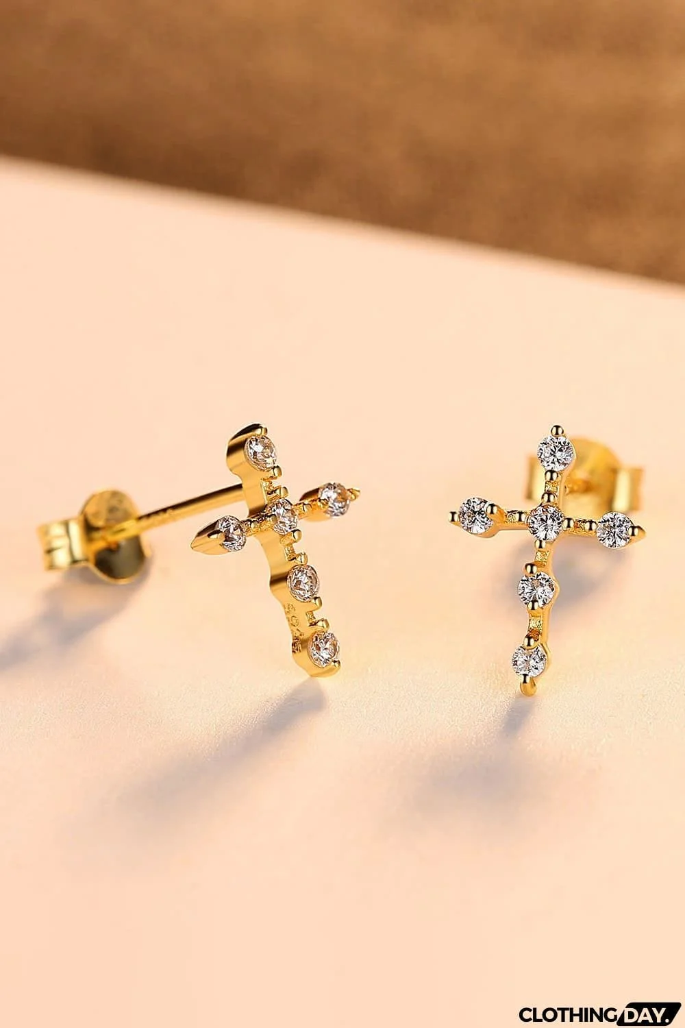 Zircon Cross 925 Sterling Silver Earrings
