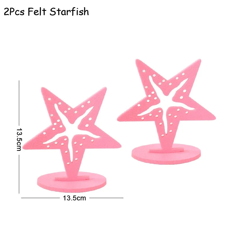 2Pcs Little Mermaid Theme Party Decorations DIY Felt Coral Table Ornament Under the Sea Girl Birthday Party Supplies Baby Shower