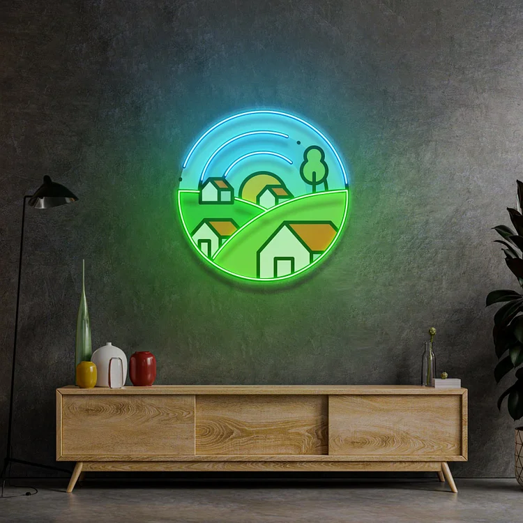 Morning on Grassy Village LED Neon Sign Bedroom Landscape Light