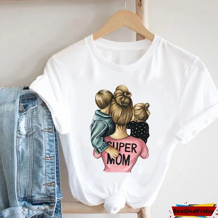 tee top tshirt fashion clothes women mom sweet mother mama 90s summer casual cartoon print lady female clothing short sleeve T graphic t-shirt
