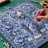 Kit de peinture en perles avec cadre floral tiger blue 11,81x11,81 in