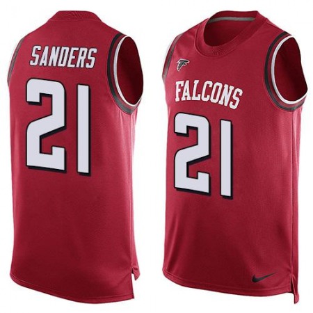 Falcons #21 Deion Sanders Red Team Color Men's Stitched NFL Limited Tank Top Jersey