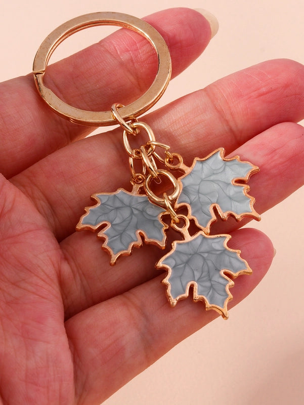 IG Style Ginkgo Leaf Alloy Enamel Bag Pendant Keychain