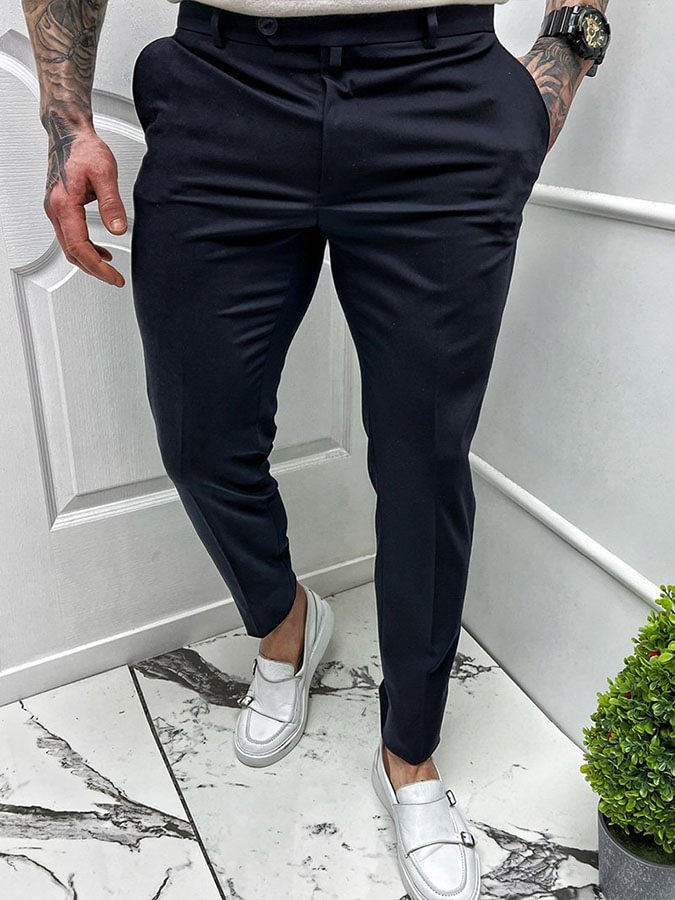Men's Elegant Trousers Dark Blue