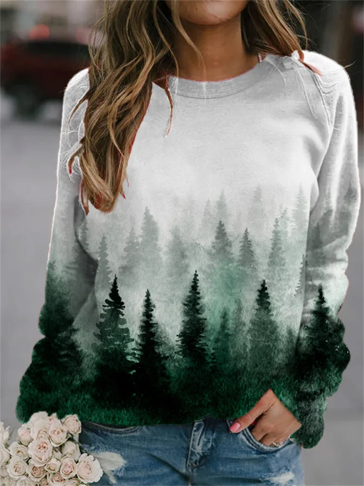 Wearshes Foggy Forest Art Print Sweatshirt