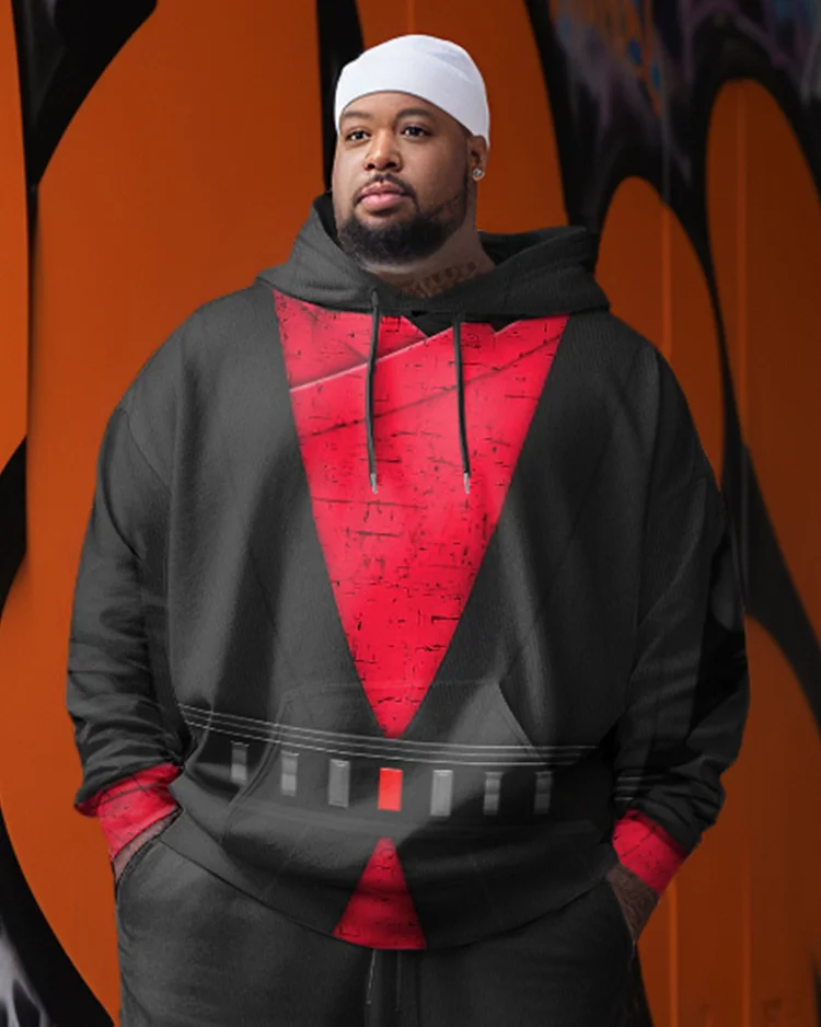 Personalized Cosplay Men's Plus Size Colorblock Hoodie Two-Piece Set