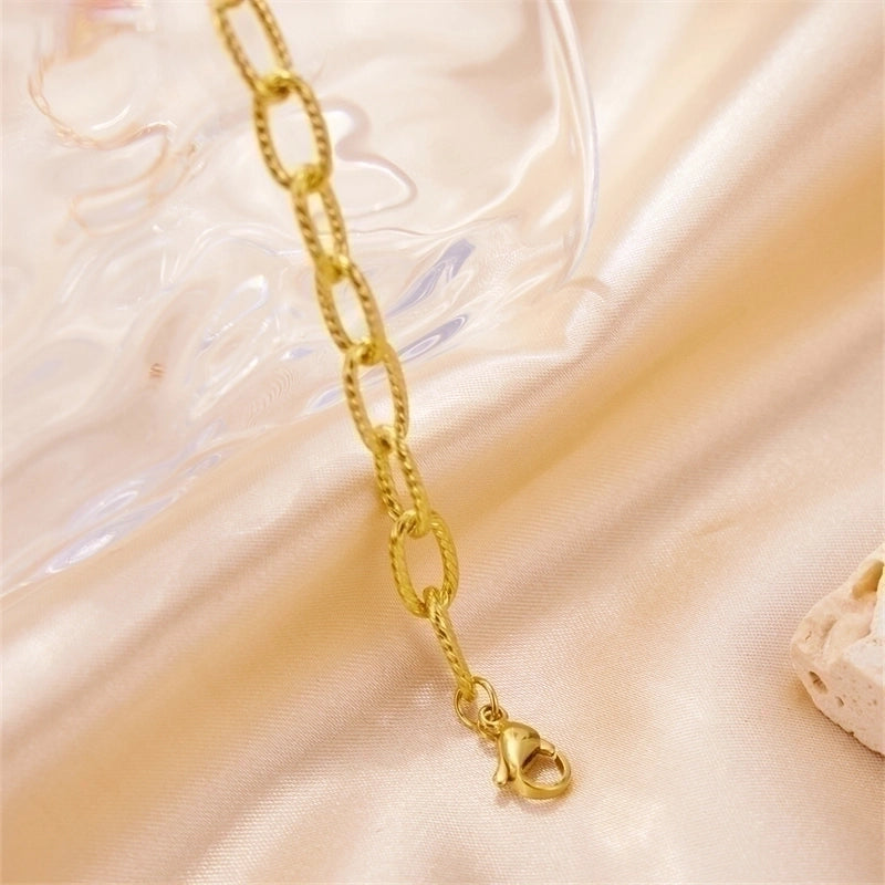 Minimalist Classic Style Solid Color 201 Stainless Steel 18K Gold Plated Bracelets In Bulk