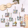9pcs Sewing Machine DIY Diamond Art Keychains