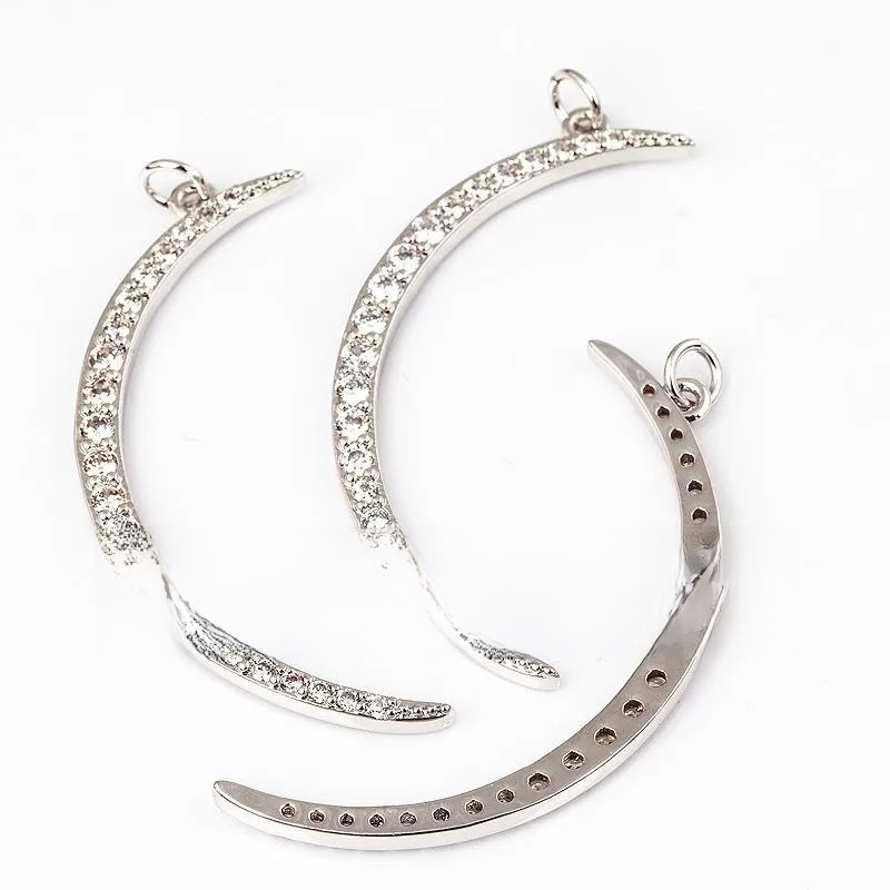 1 Piece 12 * 23mm 15*15mm 5*12mm Hole 5~5.9mm Half 925 Silver Zircon Sun Moon Pendant Jewelry Accessories