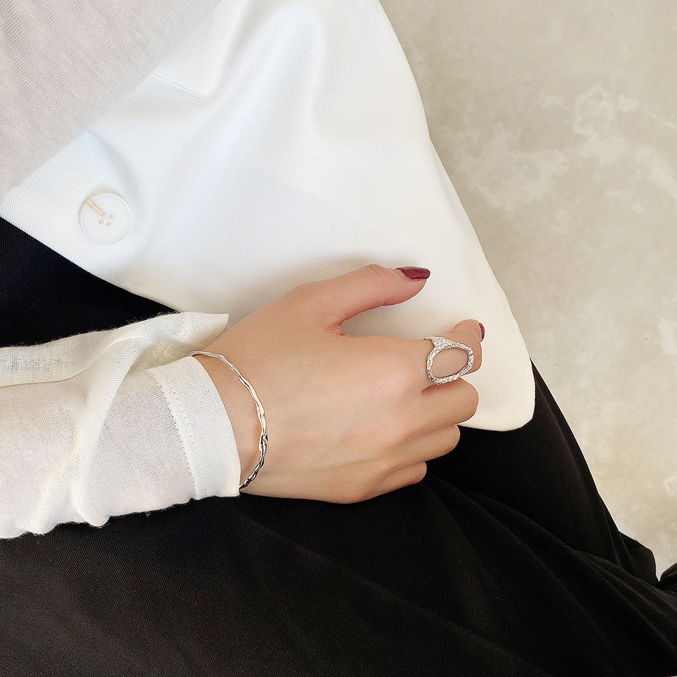 925 Sterling Silver Minimalist Textured Silver Bangles