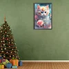 [Stock limit&eacute; - Peinture diamant](Grande Taille) Chaton sous les fleurs volantes-plein rond diamant peinture-40 * 60cm