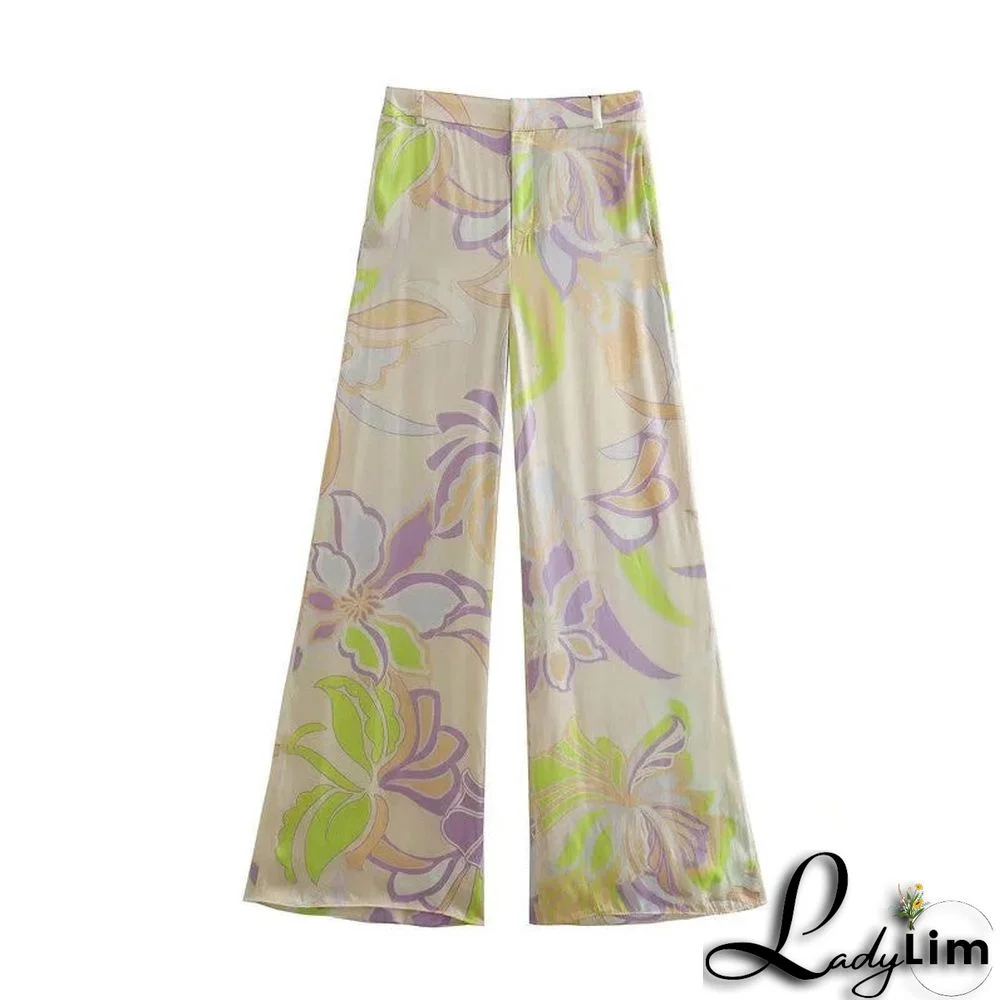 Vintage Single-breasted Printed Shirt and Bottom