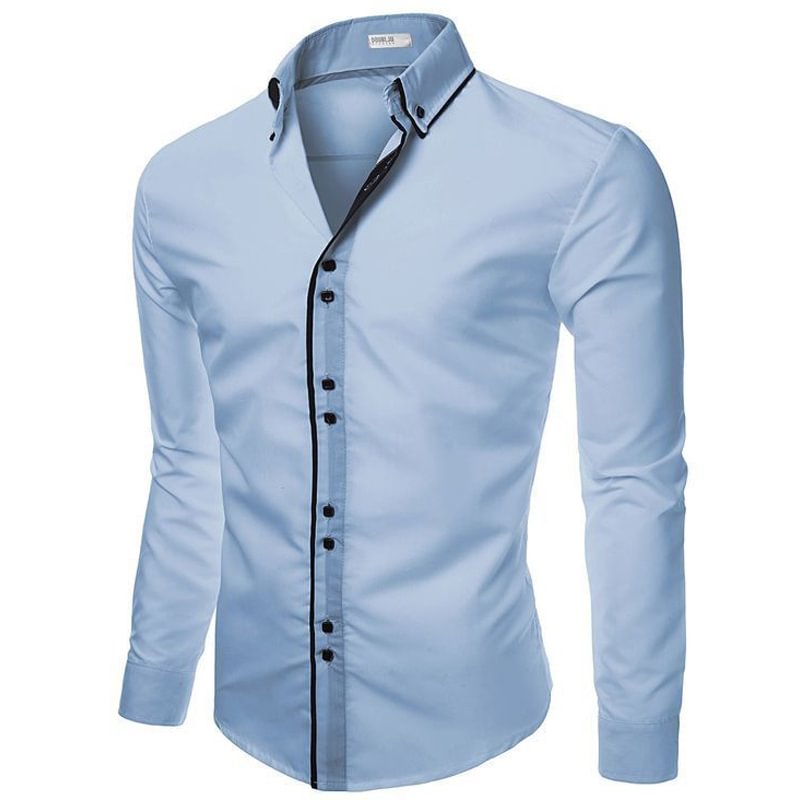 Men's Colorblock Slim Lapel Shirt