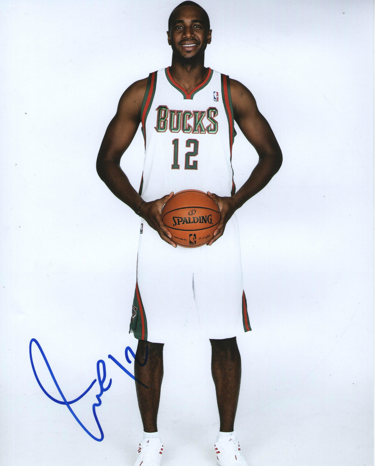 Luc Mbah a Moute *MILWAUKEE BUCKS* Signed 8x10 Photo Poster painting COA GFA