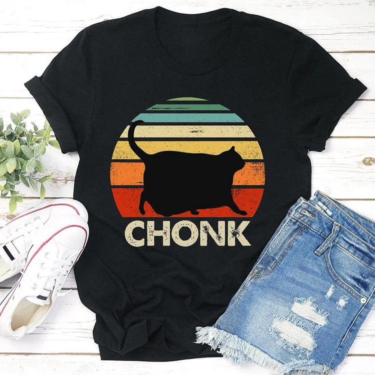 Chonk Cat Retro Vintage  T-shirt Tee - 01420-Annaletters