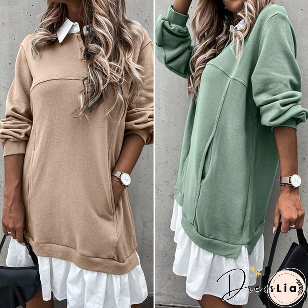 ZANZEA Women Autumn Loose Full Sleeve Sweater Casual Plain Holiday Sweatshirt Dress Plus Size