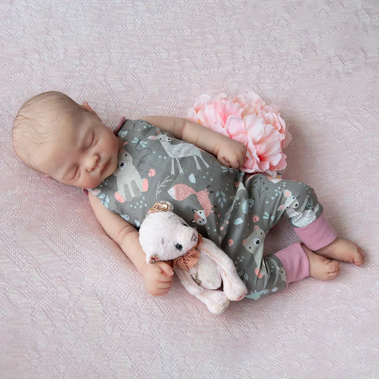 Newborn Baby Girl Phoebe 20" Touch Real Washable Reborn Asleep Baby Doll Set with Clothes By Dollreborns®