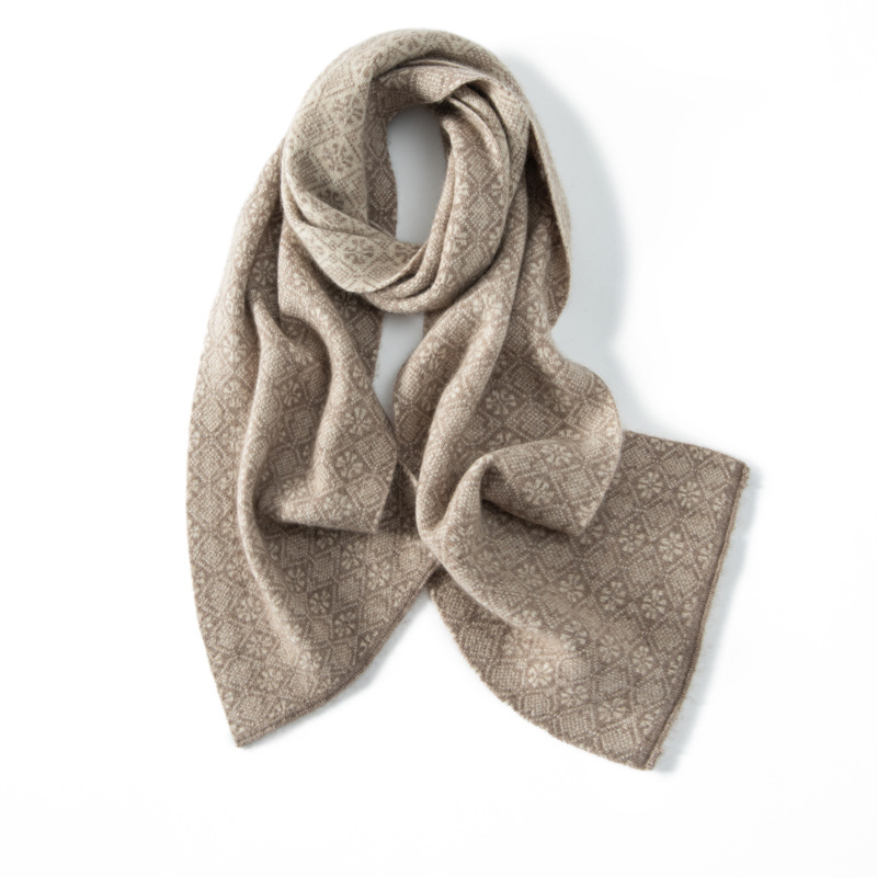 100% Cashmere Scarf Floral Pattern Style REAL SILK LIFE