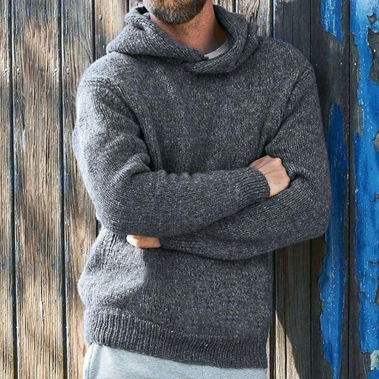 Utbros Men's Wool Blend Cozy Knit Hoodie