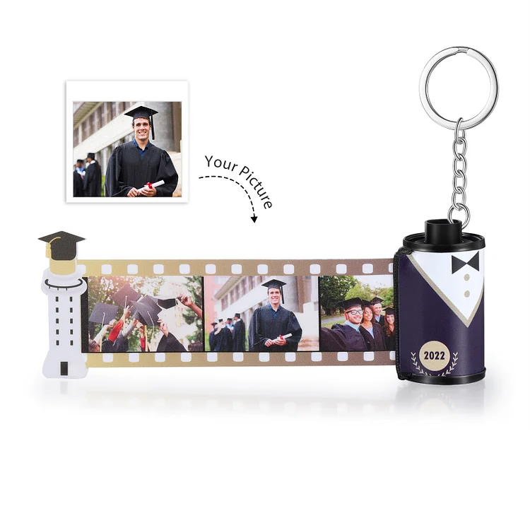 Personalized 10 Photos Camera Roll Keychain Class of 2022 Graduation Gift