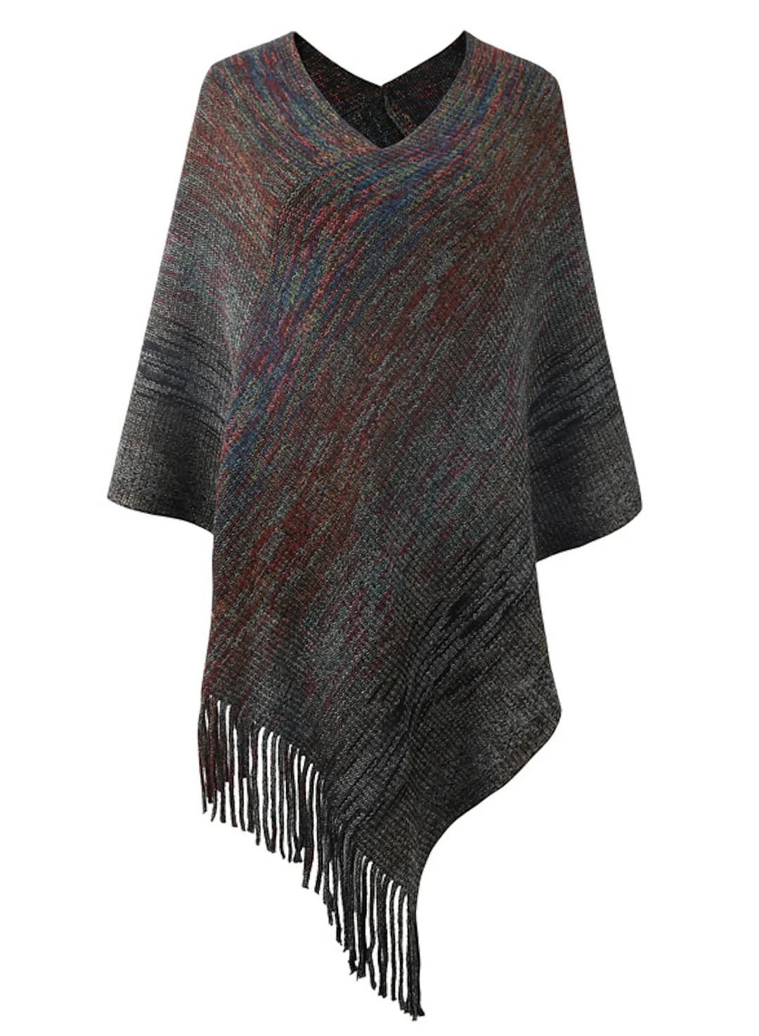 Women's Shirt Shrugs Tie Dye Tassel Crochet Long Sleeve Casual Ponchos Capes