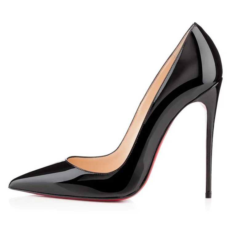 120mm Classic Fashion Black Pointed Toe High Heels Party Wedding Red Bottoms Pumps VOCOSI VOCOSI