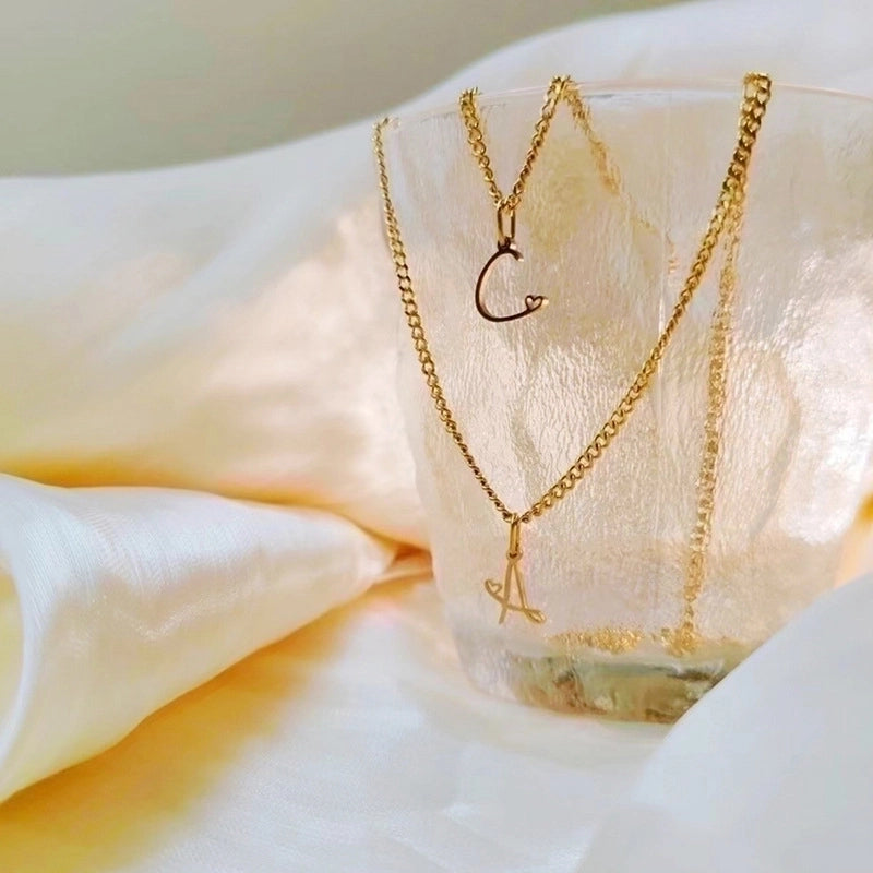 Stainless Steel Minimalist Plating Letter Solid Color Pendant Necklace